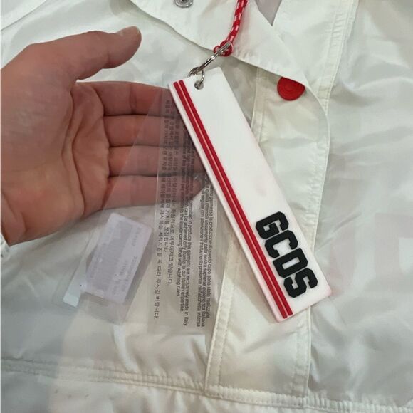 GCDC White and Red Hodded Anorac Lightweight Half Can be removed Mens XS - Picture 4 of 9